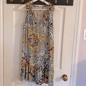 Loft Paisley, Floral Shift Dress for Work or fall, Sm Petite